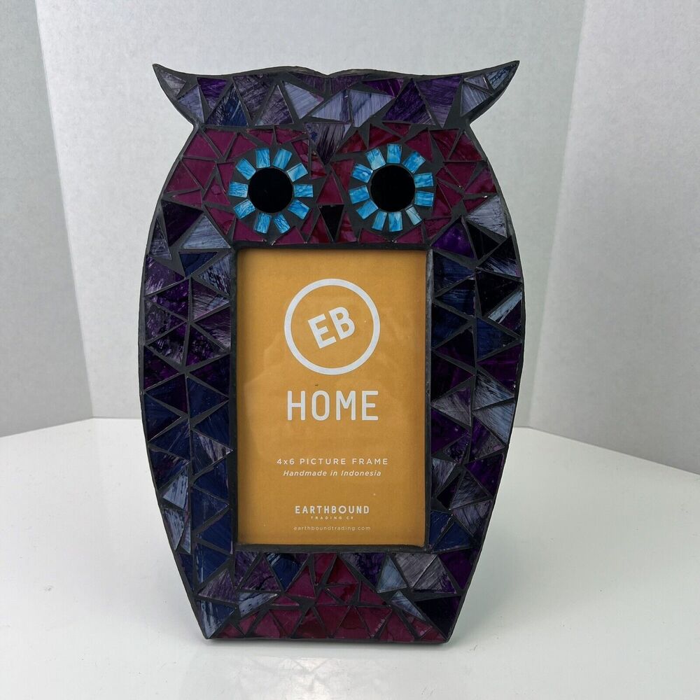 Mosaic Owl Art Tile Multicolor Photo Frame For 4 X 6 Photos Earthbound Trading